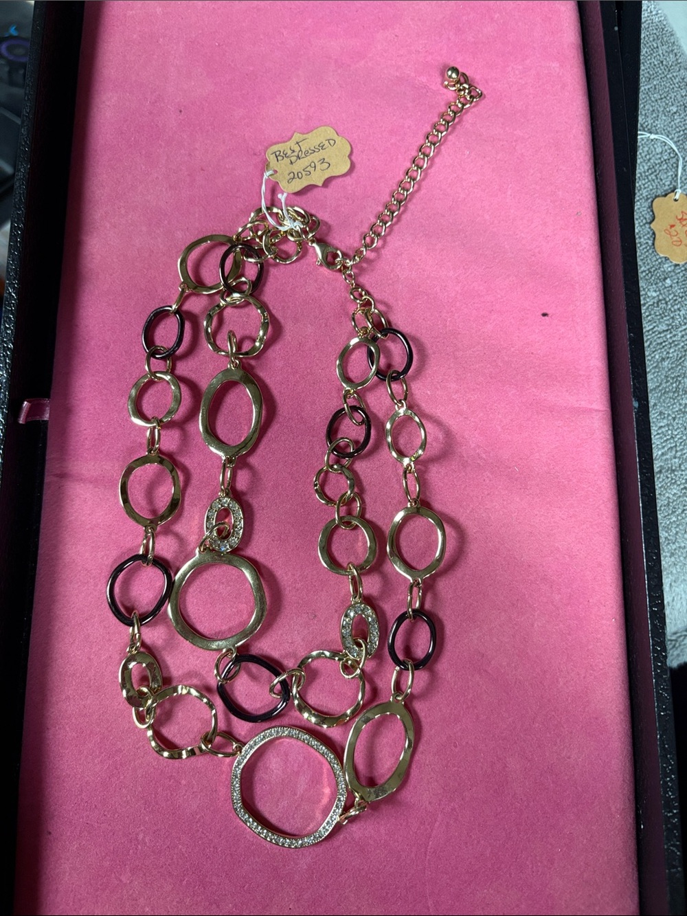 Gold Multi-Chain Circle Statement Necklace - could reverse wear it . Extender